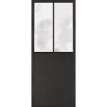 Sticker d�coratif pour porte, trompe l'oeil porte atelier noir, style industriel, 204 cm x 83 cm