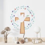 Sticker croix et colombe m (hauteur 58cm, largeur 51cm)