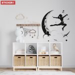 Sticker danseuse ?toile lune m (hauteur 58cm, largeur 52cm)