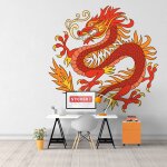 Sticker dragon chinois xxl (largeur 132cm, hauteur 128cm)