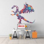 Sticker dragon floral s (hauteur 38cm, largeur 43cm)