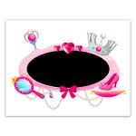 Sticker enfant ardoise princesse - 70 x 50 cm - rose