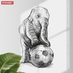 Sticker football elephant xxl (hauteur 200cm, largeur 122cm)