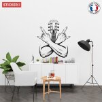 Sticker guitare signe des cornes m (hauteur 58cm, largeur 51, 5cm)