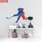 Sticker hockey aquarelle m (largeur 58cm, hauteur 42cm)