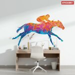 Sticker jockey color� s (largeur 38cm, hauteur 23, 5cm)