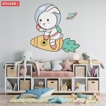 Sticker lapin cosmonaute xl (largeur 99cm, hauteur 98cm)