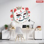 Sticker masque renard japonais m (largeur 58cm, hauteur 52cm)