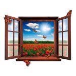 Sticker mural coquelicots trompe l'�il