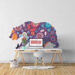 Sticker ours floral s (largeur 38cm, hauteur 21cm)
