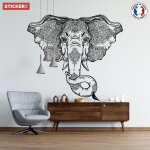 Sticker el�phant mandala face xl (largeur 98cm, hauteur 85cm)