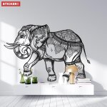 Sticker el�phant mandala inde m (largeur 58cm, hauteur 40cm)