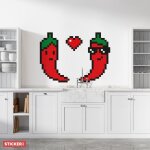 Stickers piments pixel xxl (hauteur 128cm, largeur 180cm)