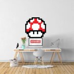 Sticker pixel art champignon rouge s (hauteur 38cm, largeur 38cm)