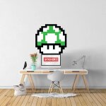 Sticker pixel art champignon vert s (hauteur 38cm, largeur 38cm)