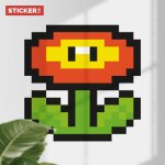 Sticker pixel art fleur de feu mario m (hauteur 58cm, largeur 58cm)
