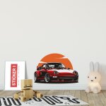 Sticker porsche rouge s (largeur 38cm, hauteur 25, 5cm)