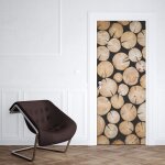 Sticker porte bois buches - 204 x 63 cm