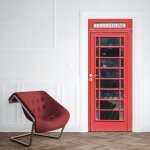 Sticker porte cabine londres grunge - 204 x 73 cm Sticker porte cabine londres grunge - 204 x 73 cm