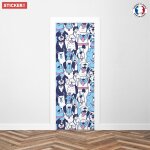 Sticker porte chiens bleus - 204 x 73 cm