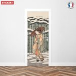 Sticker porte hiver japonais - 204 x 83 cm