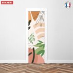 Sticker porte nature abstraite - 204 x 63 cm