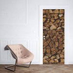 Sticker porte stere de bois - 204 x 73 cm