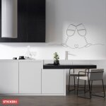 Sticker verres de vin line art xl (hauteur 53cm, largeur 120cm)