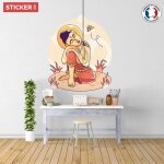 Sticker zen bouddha jaune m (58cm x 60cm)