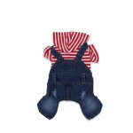 Stripe denim pet chiot combinaison hoodie pantalon chien v�tements printemps et� jeans quatre pieds chiens ...