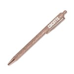 Stylo bille paillettes cocotte 14cm or rose