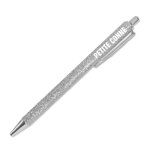Stylo bille paillettes petite conne 14cm argent