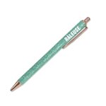 Stylo bille paillettes raleuse 14cm turquoise
