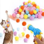 Subzonal - 100 pi�ces balle chat interactive color�es avec 1 lanceur de balles jouer pour chats jouets ...