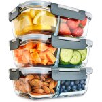 Subzonal - lot de 3 botes alimentaires a 2 compartiments en verre pour prparation des repas - rutilisables, ...