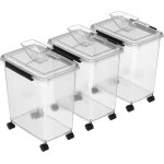 Subzonal - lot de 3 botes de conservation de nourriture pour chien, 32 l x 3 cm, hermtiques avec roulettes, ...