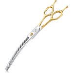 Subzonal - 7. 5 pouces ciseaux a effiler courbes pour chiens 43 dents ciseaux professionnels pour chiens ...