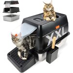 Subzonal - bac a litire pour chat en acier inoxydable avec couvercle, ferm bac litire pour chat xxl, ...