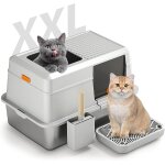 Subzonal - bac a litire pour chat en acier inoxydable avec couvercle, grande xxl anti fuite ferme maison ...