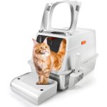 Subzonal - bac a litire pour chat en acier inoxydable avec couvercle, grande xxl anti fuite et anti ...