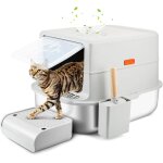 Subzonal - bac a litire pour chat en acier inoxydable avec couvercle, grande xxl maison de toilette ...