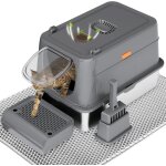 Subzonal - bac litire chat en acier inoxydable, extra large, ferme, amovible, en mtal, avec pelle ...