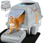 Subzonal - bac litiere pour chat xl, litire haute en acier inoxydable avec couvercle, bac litiere pour ...