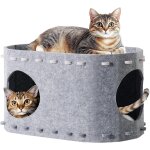 Subzonal - caverne pour chats en feutre, 2 etages grand lit pour chat d'int�rieur, grotte chat avec jeu ...