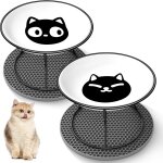 Subzonal - gamelle chat ceramique surleve 2 pices (10x16x13cm) avec tapis antidrapant et support ...