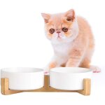 Subzonal - gamelle chat - gamelle chien avec support bois - gamelles pour chats chiens en ceramique facile ...