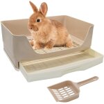 Subzonal - grande toilette pour lapin avec tiroir amovible, bac a litire d'angle avec pelle durable ...