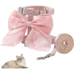 Subzonal - harnais et laisse pour chat anti - evasion, harnais chaton r�glable avec noeud rose, collier ...