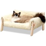 Subzonal - lit surlev en bois pour chat - grand canap pour chat robuste chaise tendance avec housse ...