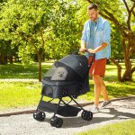 Subzonal - poussette pour chien animaux de compagnie pliable avec 4 roues eva guidon rglable panier ...